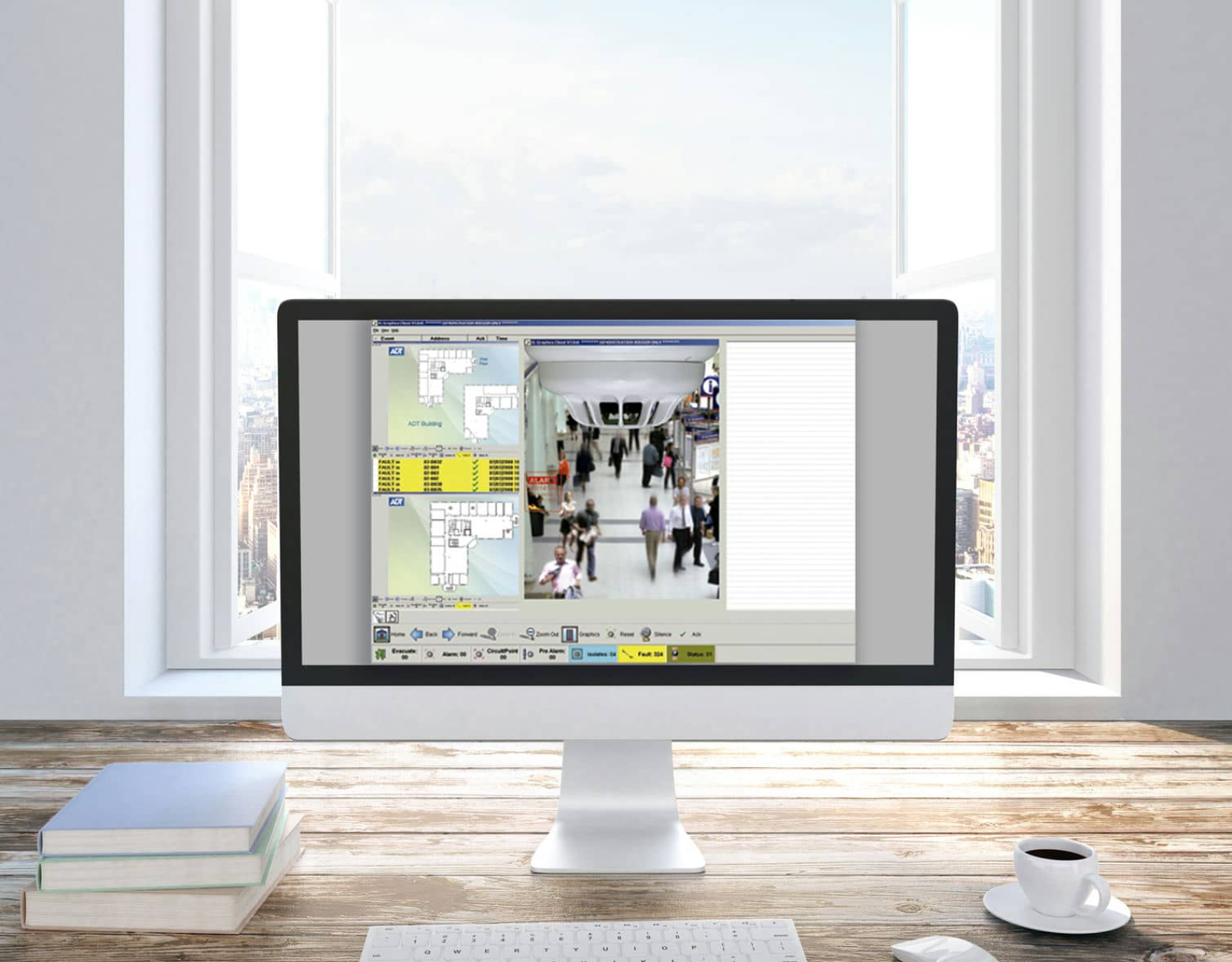 A desktop monitor displaying pictures and information